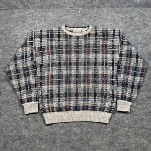 Vintage Method Men Large Geometric Knit Sweater Multi-Color Crewneck 90s Retro